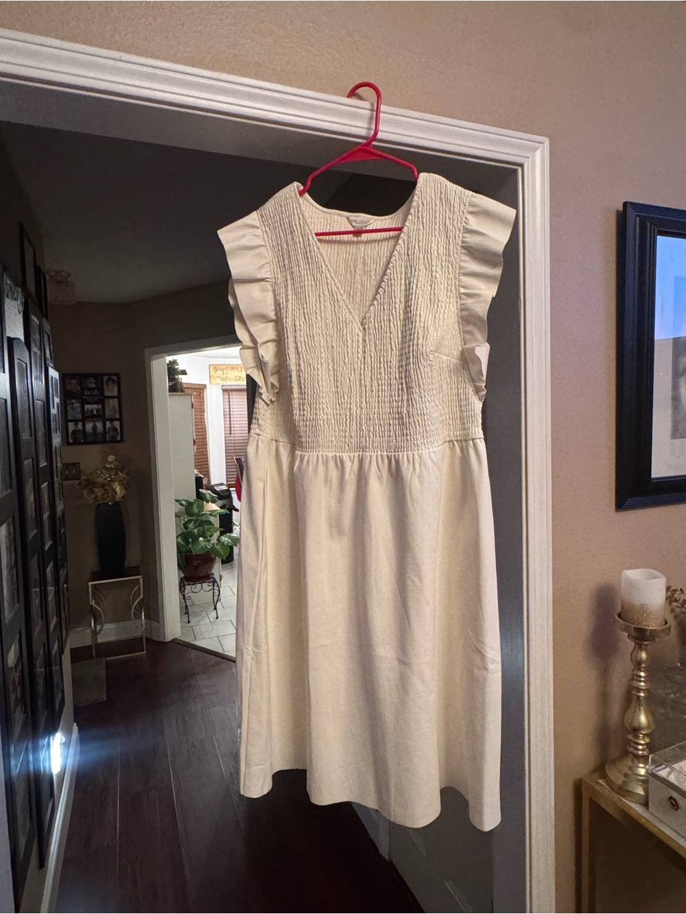 Cream faux-leather dress